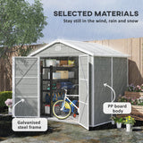 Aluminium Frame and Plastic Wall Shed, 7.9ft x 6.2ft with Foundation - Light Grey