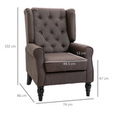 Wingback Accent Chair, Upholstered Button Tufted Occasional Chair, Brown