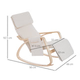 Rocking Lounge Chair Recliner with Adjustable Footrest, Side Pocket, Cream White