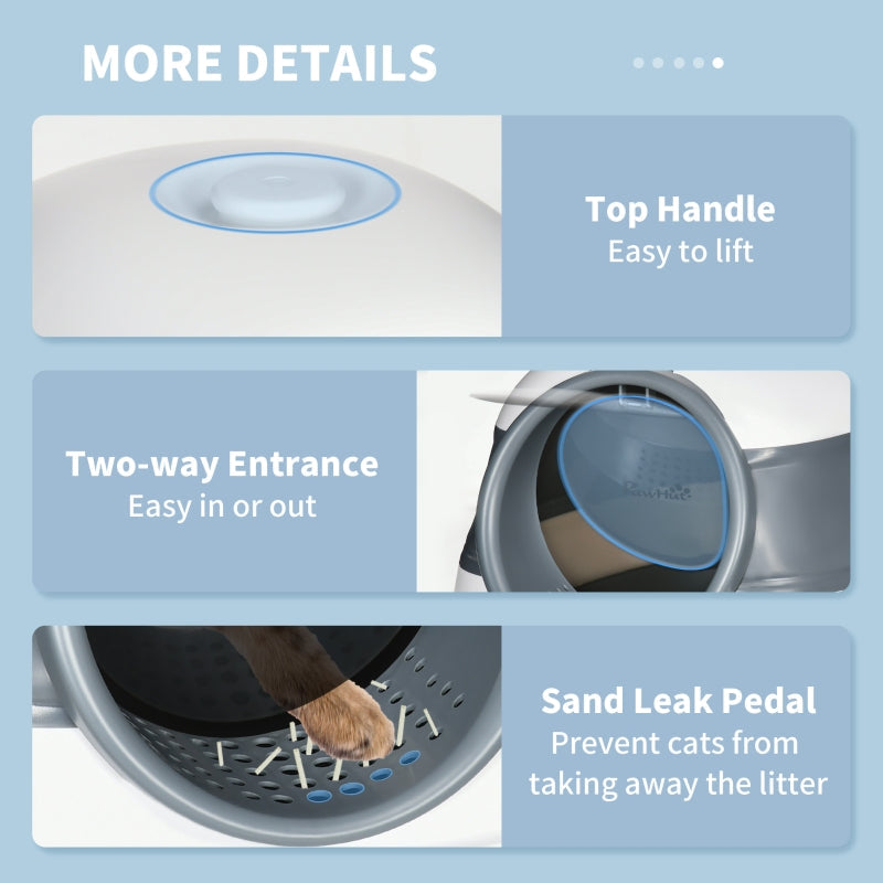 Cat Litter Tray Foldable with Lid, Deodorant, Scoop, White