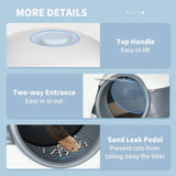 Cat Litter Tray Foldable with Lid, Deodorant, Scoop, White