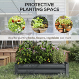 291L Raised Garden Bed, Elevated Galvanised Planter Box for Flowers, Herbs, Dark Grey