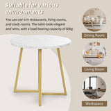 5 Piece Round Dining Table Set - Modern Kitchen Table with 4 Velvet Chairs & Gold Legs