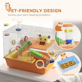 Gerbil/Hamster Cage with Tubes, Wheel, Ladder, Top Handle - Orange