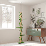 Cat Tree, 242cm Adjustable Floor-To-Ceiling with Perches, Anti-Slip Kit - Green