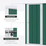 Metal Garden Storage Shed 5ft x 3ft, Sloped Roof & Lockable Door, Green