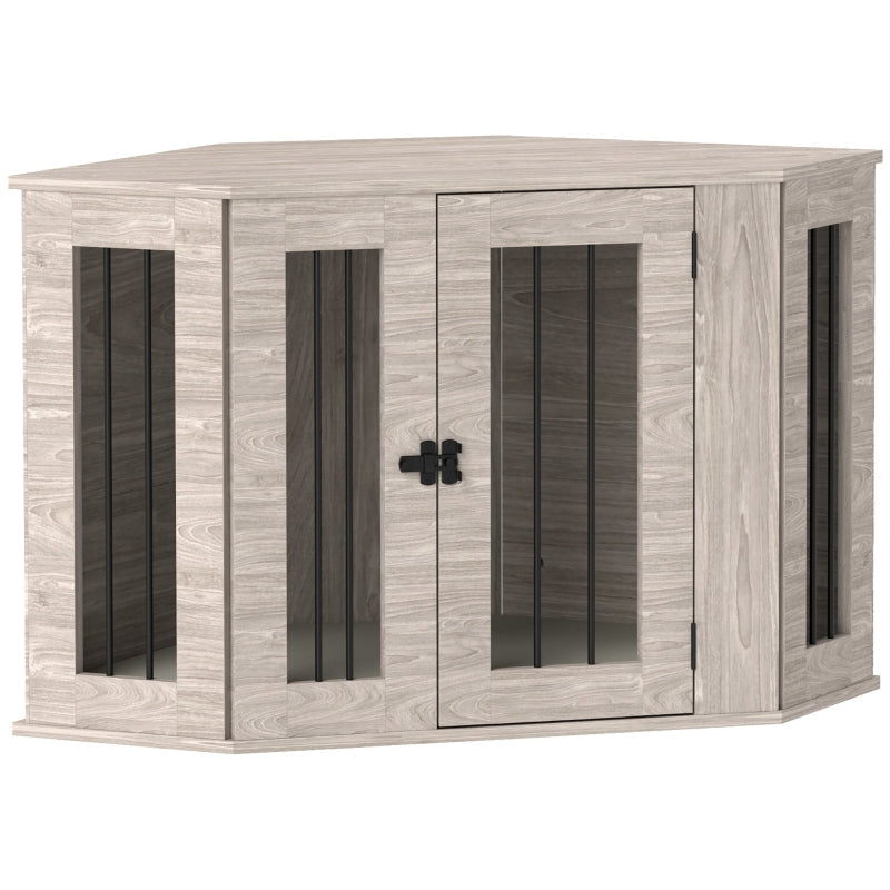 PawHut Dog Crate Side Table with Cushion, 104 x 55 x 63cm - Walnut Brown