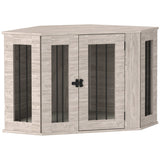 PawHut Dog Crate Side Table with Cushion, 104 x 55 x 63cm - Walnut Brown