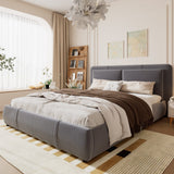 Upholstered Bed, Hydraulic Storage Function, 4ft6 Double 135x190cm, Removable Headboard, Velvet + Plywood, Grey