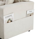 Corner Sofa Bed L-Shaped Extendable with Storage, Beige