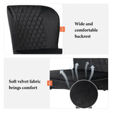 Velvet Dining Chair (2 pcs), Modern Vanity Chair with Metal Legs, Black