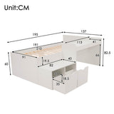 3ft Kids Single Bed with Desk & Drawers – White Wooden Storage Bed for Teens & Adults