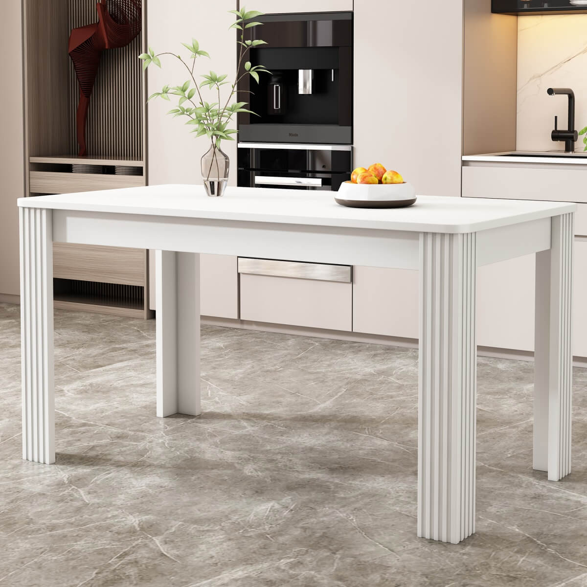 4-Seater Dining Table – White MDF Rectangular Table for Kitchen, Dining Room or Café