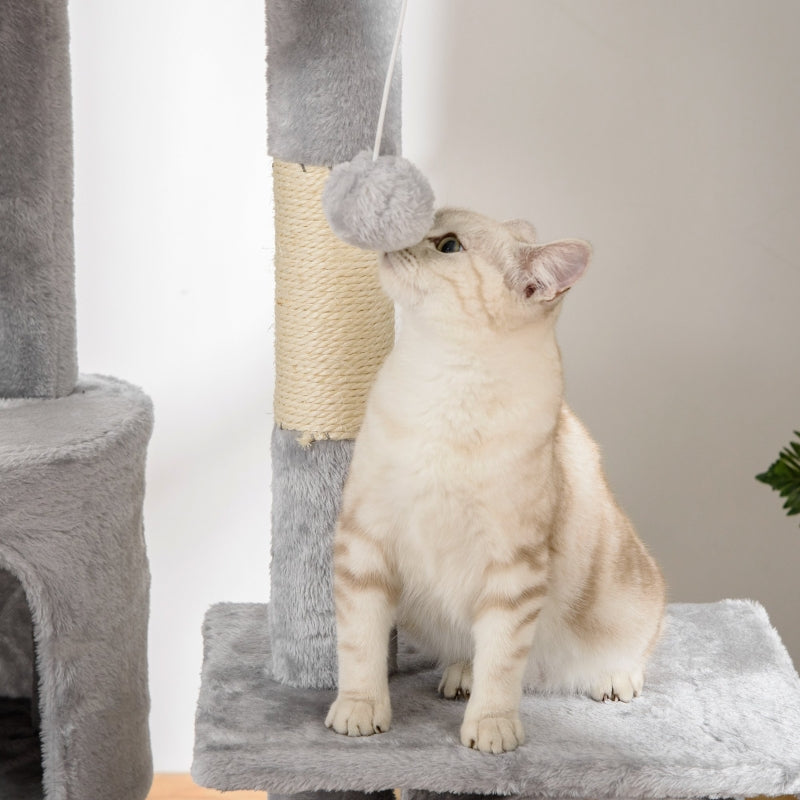 Floor to Ceiling Cat Tree for Indoor Cats, Adjustable Height - Light Grey