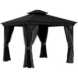 Aluminium Hardtop Gazebo 3.65 x 3m with Accessories - Dark Grey