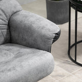 Fabric Recliner Sofa Armchair with Footstool, Swivel, Grey