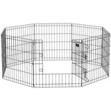 Dog Playpen, Puppy Pen, Eight-Panel Metal Fence, Black