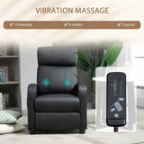 Recliner Armchair, Massage Push Back with Adjustable Leg Rest, Faux Leather Black
