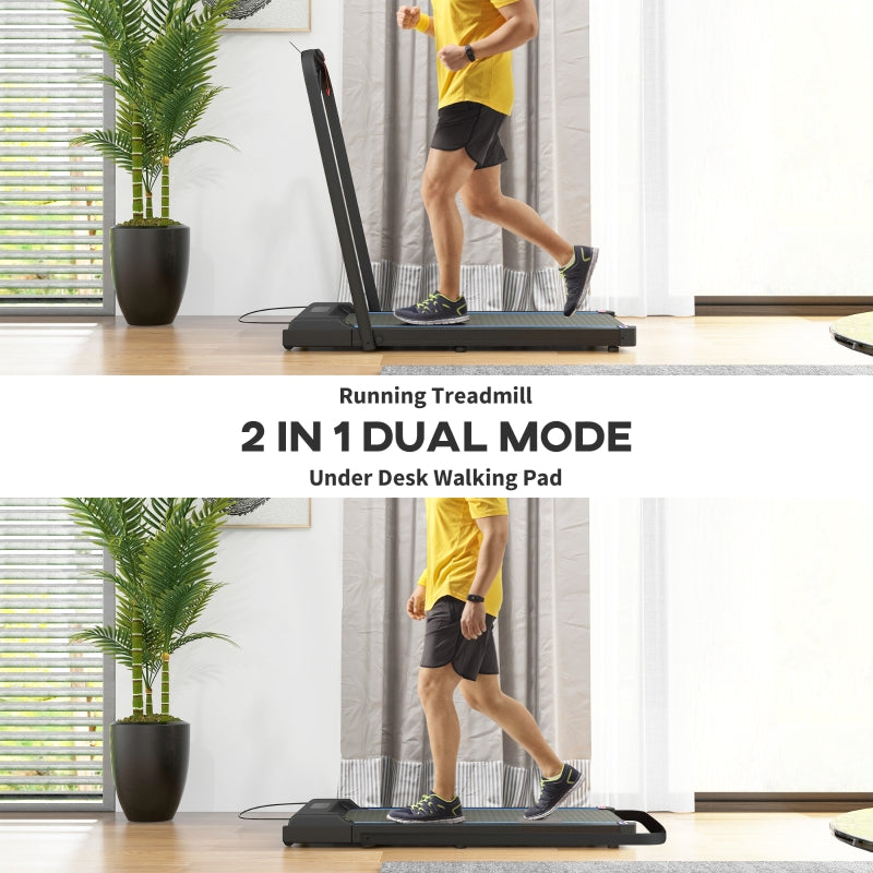 SPORTNOW Walking Pad, 2.5HP 1-6km/h Folding Treadmill with Remote Control and LED Display, Blue