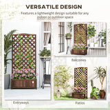 Garden Wooden Planter Box with Trellis, Raised Bed, Dark Brown