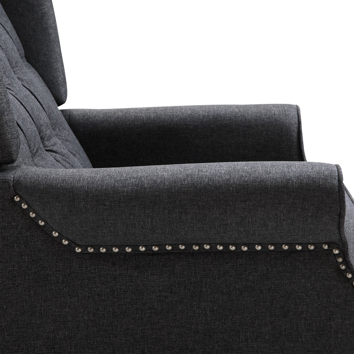 Recliner Armchair, Wingback Chair with Footrest, Dark Grey