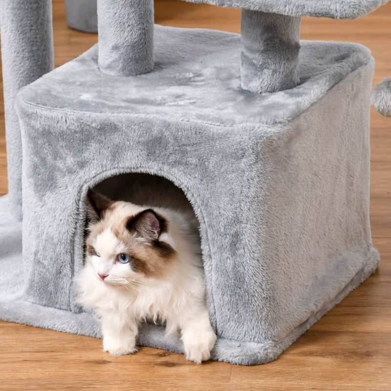 Cat Tree Tower 114cm Climbing Activity Centre Sisal Scratching Post Light Grey