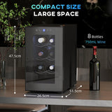 Mini Table Top Wine Fridge, 8 Bottle 17L, 8-18?? Quiet, Glass Door LED Light Digital Touch Screen