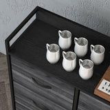 Rustic Chest of Drawers, Six Fabric Drawers - Black