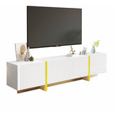 TV Cabinet 190 cm 3 Doors 2 Drawers, White Gold Wood Grain