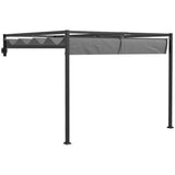 Lean To Steel Pergola, 3 x 4m with Moving Fabric Canopy - Dark Grey