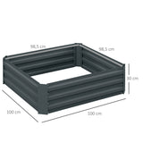 291L Raised Garden Bed, Elevated Galvanised Planter Box for Flowers, Herbs, Dark Grey