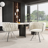 Set of 4, velvet dining chair, single light luxury living room bedroom swivel chair, Leisure swivel chair with four metal support legs, beige+silver