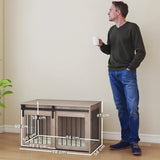 PawHut Dog Crate Furniture with Removable Cushion - Brown