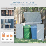 Garden 2-Bin Storage Shed, Double Rubbish Hide Dustbin, Steel