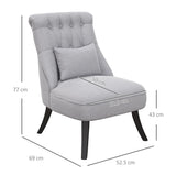 Fabric Single Sofa Tub Chair with Solid Wood Legs, Grey Upholstered