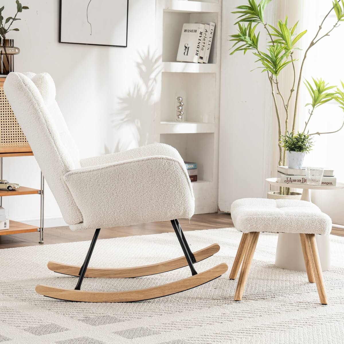 Rocking Recliner Chair - Padded Lounge Chair with Cushion for Living Room and Bedroom