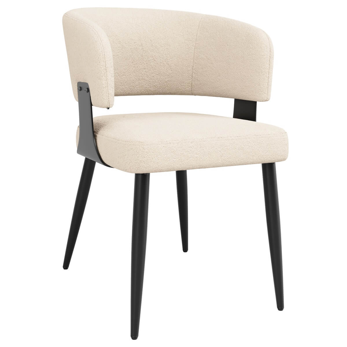 Set of 2 Upholstered Dining Chairs – Curved Backrest, Soft Padded Seat and Metal Legs