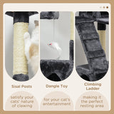 Cat Tree, 173cm Scratching House Activity Play Centre, Charcoal Grey