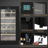 24 Bottle Wine Fridge with Glass Door, LED Light, Digital Touch Screen, Black