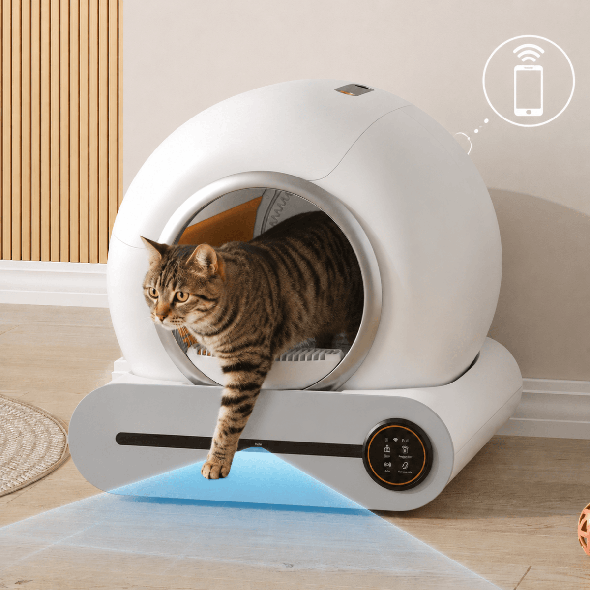 65L Automatic Cat Litter Box for Multiple Cats with App Control - Self-Cleaning Litter Tray with Odor Eliminator, Infrared Sensor & Child Lock