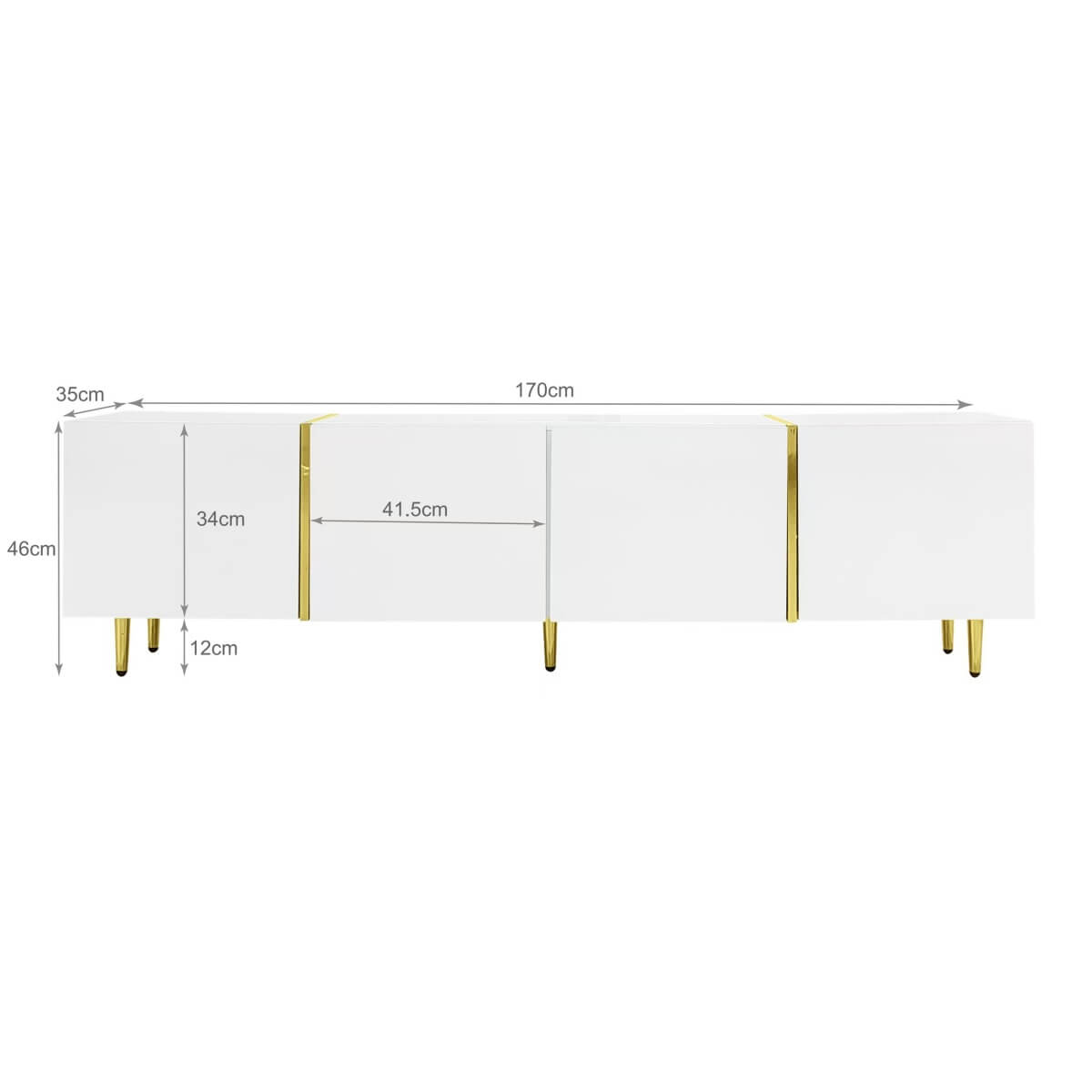 High-Gloss White TV Cabinet – Modern 4-Door TV Stand for Living Room