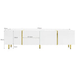 High-Gloss White TV Cabinet – Modern 4-Door TV Stand for Living Room