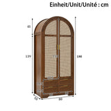 Modern Wardrobe with Curved Doors - Bedroom Storage Cabinet with Hanging Rail and Drawers, Walnut