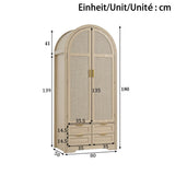 Modern Wardrobe with Curved Doors - Bedroom Storage Cabinet with Hanging Rail and Drawers, Oak