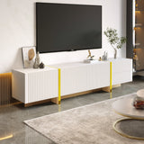 TV Cabinet 190 cm 3 Doors 2 Drawers, White Gold Wood Grain