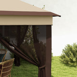 Pop Up Gazebo, 3 x 3m Height Adjustable Event Shelter with Netting and Carrying Bag, Beige