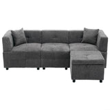 L-Shaped Corner Sofa - 80" Fabric Sectional Sofa with Removable Storage Ottoman & 2 Cushions, Grey