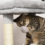 Cat Tree Climbing Tower Scratch Post Activity Center with Massage Toy Hanging Ball Bed Condo Perch, Grey