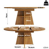 Extendable Round Dining Table 110–150cm - Dark Brown Kitchen Table Converts to Oval, Seats 8