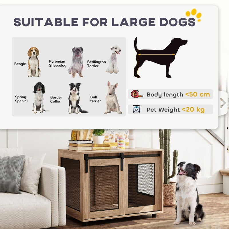 Dog Crate Furniture, Sliding Door for Medium Dogs, Brown